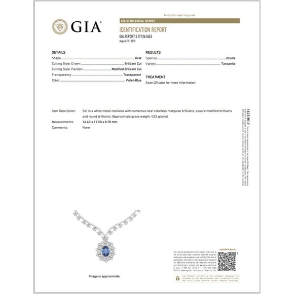 GIA Certified Natural 26.9CTS VS F Diamond Tanzanite 18K Solid Gold Necklace - Picture 12 of 12